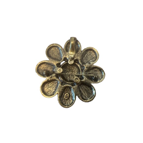 Premier Designs White Marbled Antiqued Matte Flower Brooch, Women's Pins - Picture 2 of 3